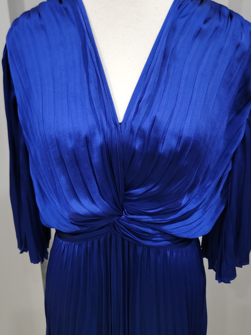 Joseph Ribkoff Cobalt Blue Pleated V-Neck Maxi Dress - Picture 3 of 8